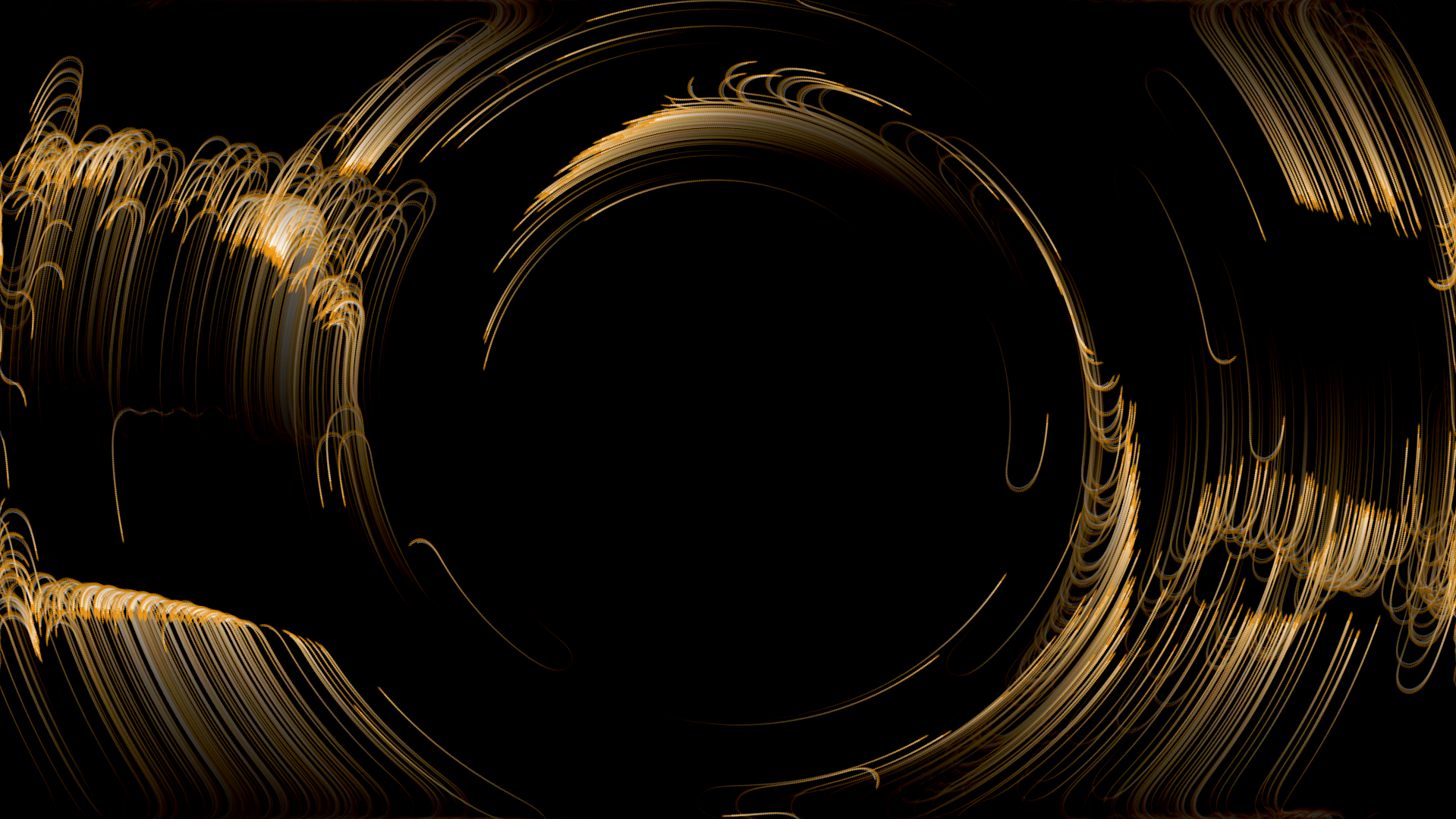 Curved gold waves forming a bounded open centre