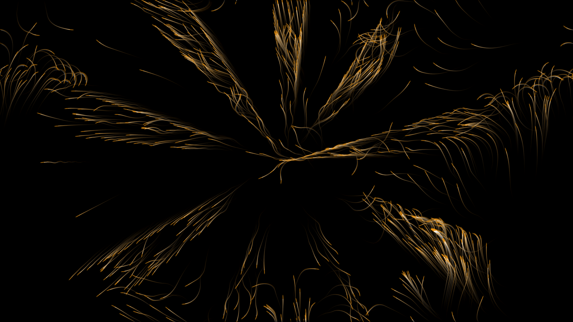 Gold lines branching through an open field