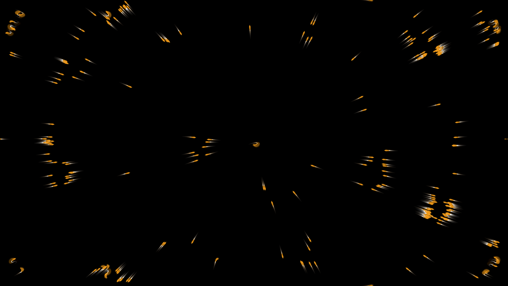 Small gold elements scattered across a dark field