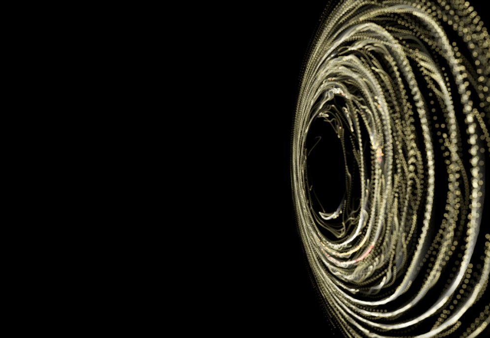 Pale luminous rings forming an aperture against black