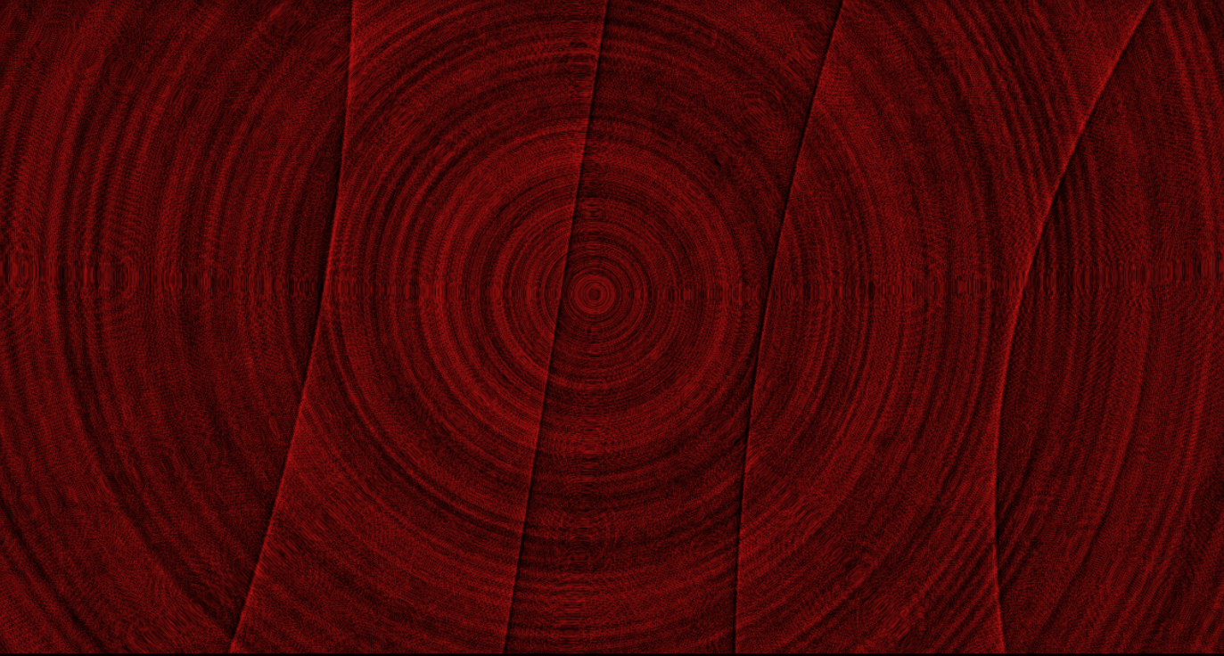 A dense red membrane structured by concentric waves