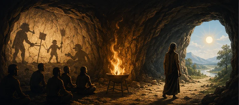Prisoners, shadows and a freed observer in Plato's cave